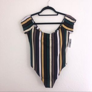 RVCA Large Striped One Piece NWT